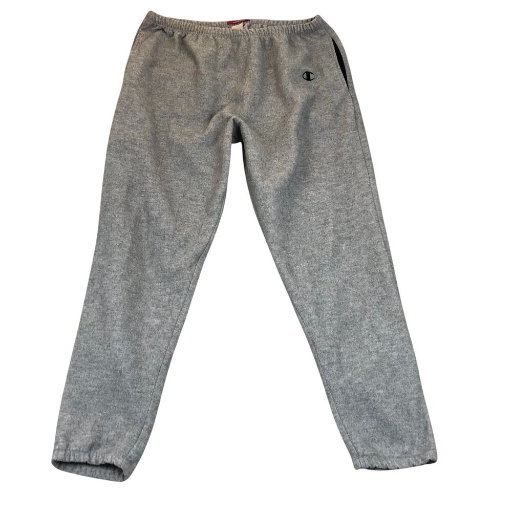 Champion Mens Sweatpants Medium Athletic Jogger Elastic Waist Gray Fleece Lounge